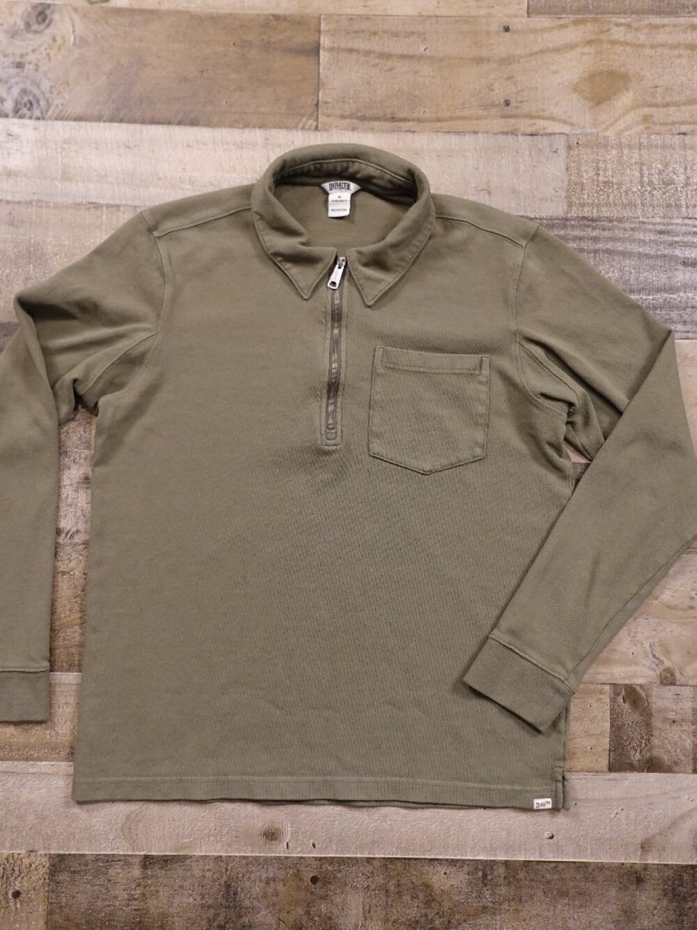 Duluth Trading Rugby Knit 1/2 Zip Pullover‎ Men’s Medium Olive Green Cotton